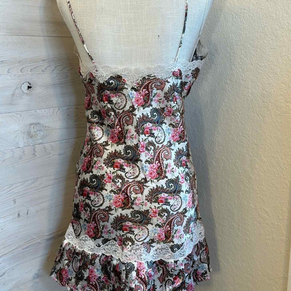 Victoria Secrets Floral Paisley Lace Trim Cami Mini Dress Lingerie Sleepwear‎ - Picture 4 of 14